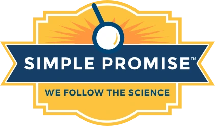 The Simple Promise shield printed on the front of the Cardio Clear 7 bottle