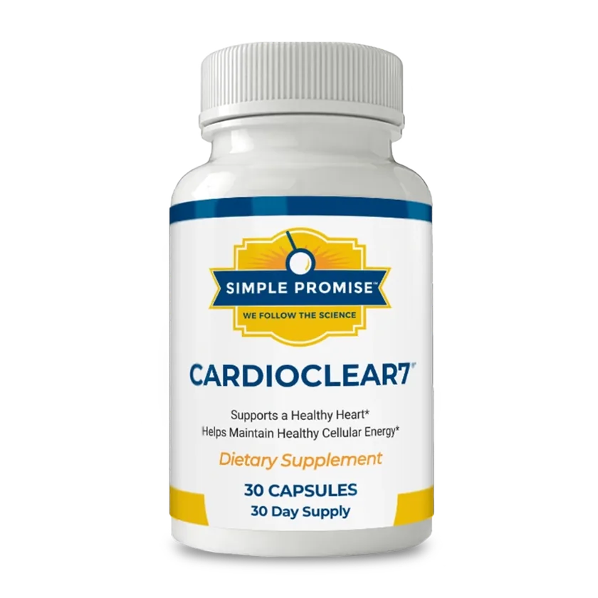 A single Cardio Clear 7 bottle, front label, 30 capsules, dietary supplement