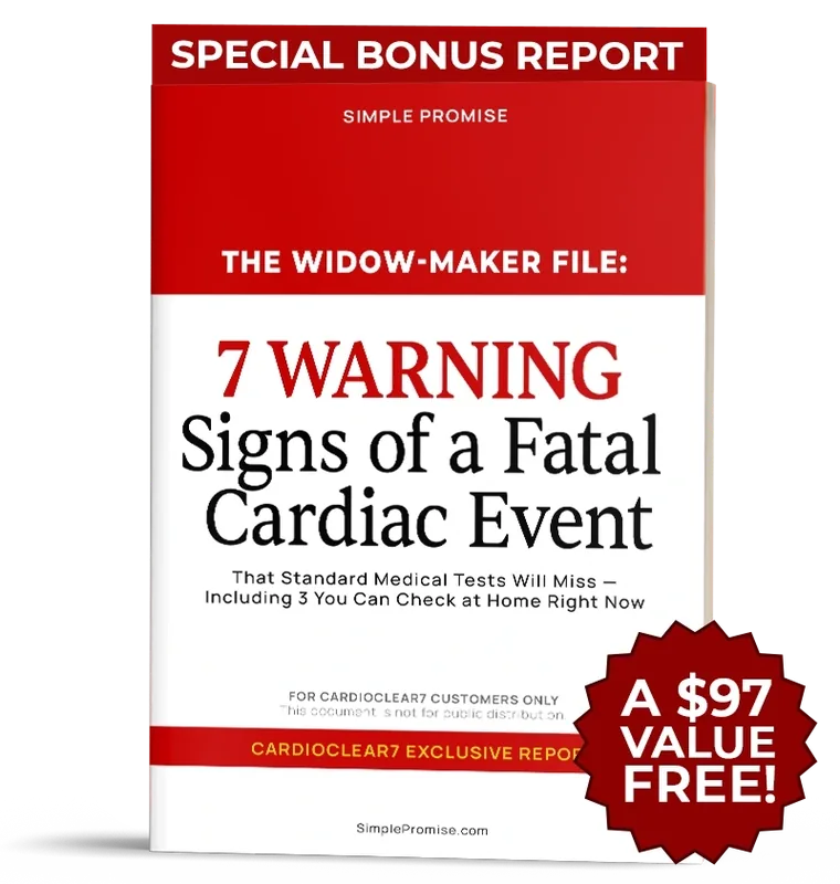 Cover of the bonus report titled The Widow-Maker File: 7 Warning Signs of a Fatal Cardiac Event